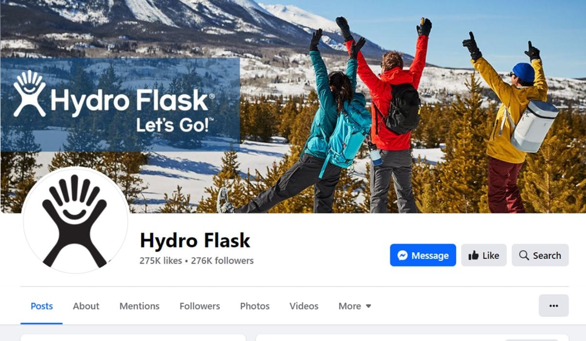 Hydro Flask is a YETI Competitor with 276K followers on FB.