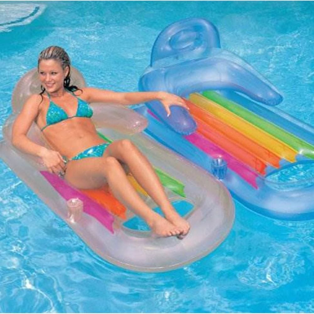 two inflatable pool loungers